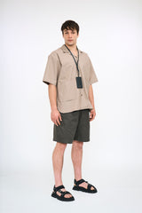 Mushroom Leather Commuter Pass Case w/ Neck strap