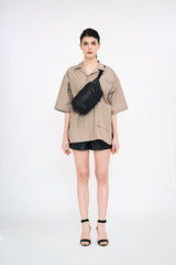 “Oni Veggie” x Mushroom Leather Crossbody Bag