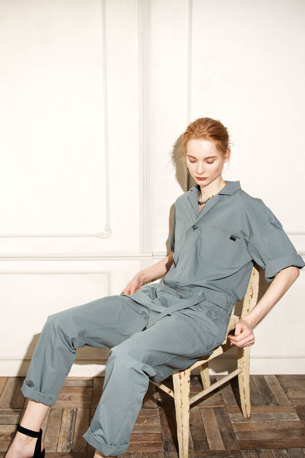 Typewriter Half Sleeve Jumpsuit