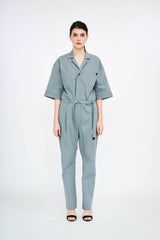 Typewriter Half Sleeve Jumpsuit