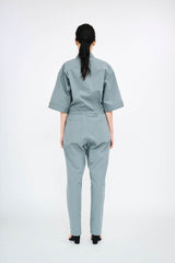 Typewriter Half Sleeve Jumpsuit
